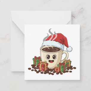 Weihnachtlicher Kawaii-Kaffeebecher-Santa-Hut Mitteilungskarte