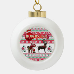 Weihnachtlicher Keramik-Kugelschmuck, Frohe Feiert Keramik Kugel-Ornament