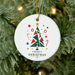 Weihnachtlicher Keramik-Schmuck mit geometrischem Keramik Ornament