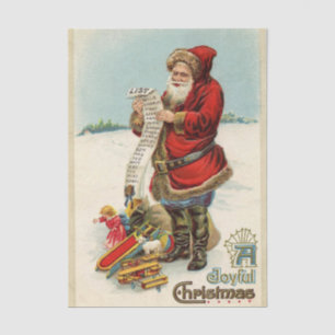 Weihnachtlicher Nikolaus beim Überprüfen seiner Li Seidenpapier