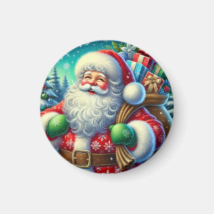 Weihnachtlicher Nikolaus mit Geschenksack Magnet