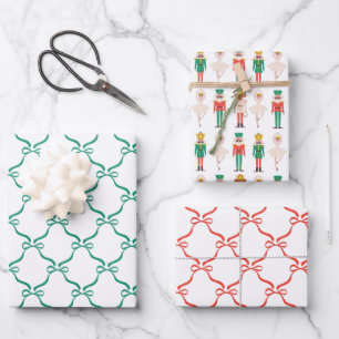 Weihnachtlicher Nussknacker-Ballerina  Geschenkpapier Set