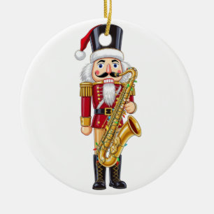 Weihnachtlicher Nussknacker-Saxophonspieler für We Keramik Ornament