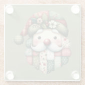 Weihnachtlicher Patchwork-Weihnachtsmann im Volksk Glasuntersetzer (Rückseite)