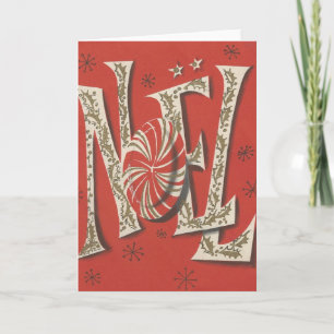 Weihnachtlicher Pfefferminz Noel im Vintage-Stil Feiertagskarte