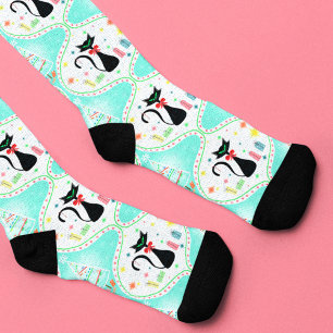 Weihnachtlicher Retro-Siamesenkatze Socken