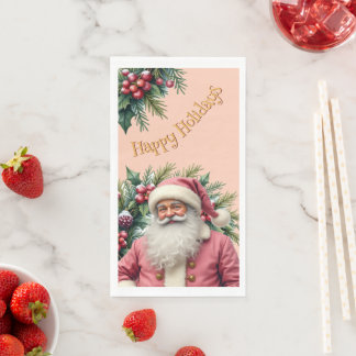 Weihnachtlicher rosa Weihnachtsmann Serviette