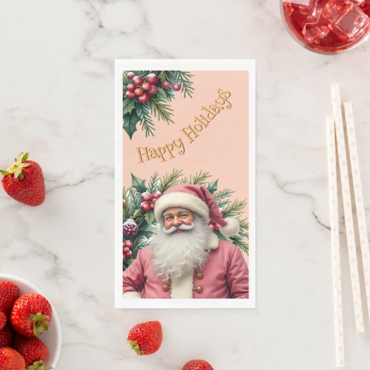 Weihnachtlicher rosa Weihnachtsmann Serviette (Beispiel)