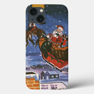 Weihnachtlicher Santa Claus beim Fliegen seines Sc iPhone 13 Hülle