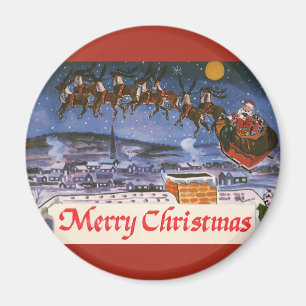 Weihnachtlicher Santa Claus beim Fliegen seines Sc Magnet