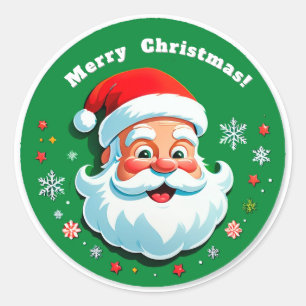 Weihnachtlicher Santa Claus Gesicht Runder Aufkleber