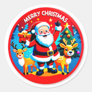 Weihnachtlicher Santa Claus Gesicht Runder Aufkleber