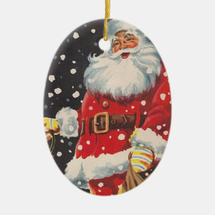 Weihnachtlicher Santa Claus im Vintage-Stil Keramik Ornament