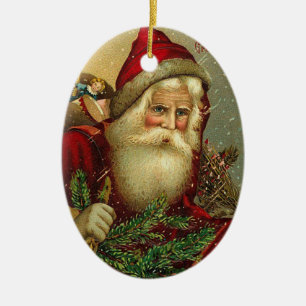 Weihnachtlicher Santa Claus im Vintage-Stil Keramik Ornament