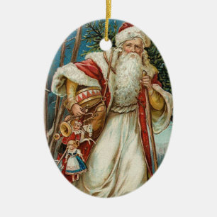 Weihnachtlicher Santa Claus im Vintage-Stil Keramikornament