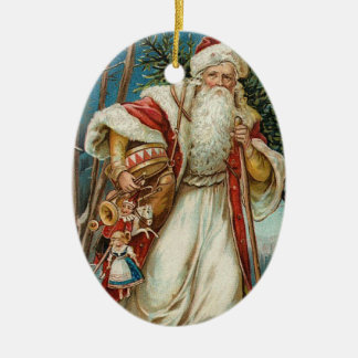 Weihnachtlicher Santa Claus im Vintage-Stil Keramikornament