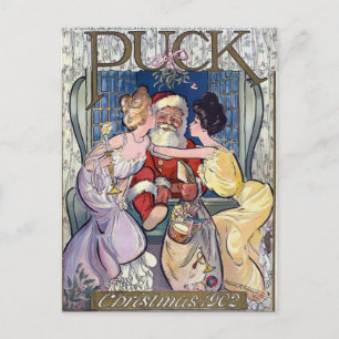 Weihnachtlicher Santa Claus Kuss Postkarte