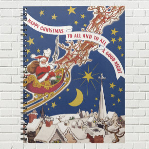 Weihnachtlicher Santa Claus mit fliegenden Rentier Notizblock