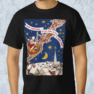 Weihnachtlicher Santa Claus mit fliegenden Rentier T-Shirt