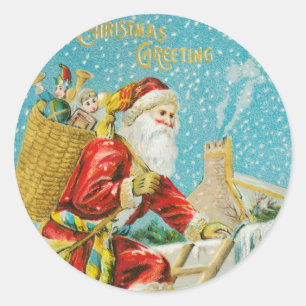 Weihnachtlicher Santa Claus und Geschenke Winter Runder Aufkleber