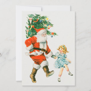 Weihnachtlicher Santa Claus und kleines Mädchen Feiertagskarte