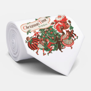 Weihnachtlicher Santa Claus und tanzende Kinder Krawatte