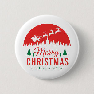 Weihnachtlicher Santa-Schlitten Frohe Weihnachten Button