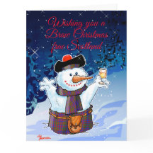 Weihnachtlicher schottischer Schneemann