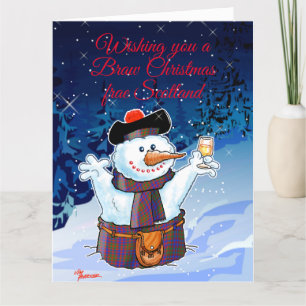 Weihnachtlicher schottischer Schneemann Karte