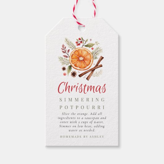 Weihnachtlicher simmerierender Potpourri Geschenkanhänger (Vorderseite)