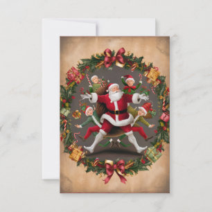 Weihnachtlicher Tanz von Santa mit Elfen Einladung