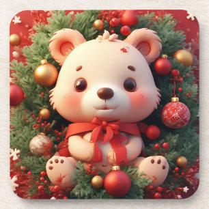 Weihnachtlicher Teddybär mit Geschenken und Weihna Getränkeuntersetzer