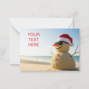 Weihnachtlicher tropischer Schneemann Mitteilungskarte