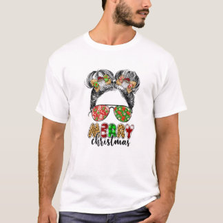 Weihnachtlicher unordentlicher Dutt T-Shirt