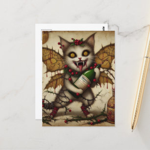 Weihnachtlicher Vampir-Katze-Christmas Postkarte