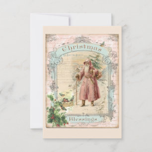 Weihnachtlicher viktorianischer Stil des rosa Weih Dankeskarte