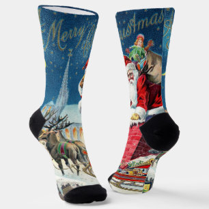 Weihnachtlicher viktorianischer Weihnachtsmann auf Socken