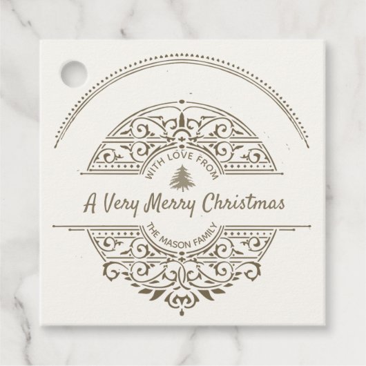 Weihnachtlicher Vintage-französischer Weihnachtsba Geschenkanhänger (Vorderseite)