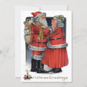 Weihnachtlicher Vintage-Mr-und-Mrs-Santa-Claus Feiertagskarte