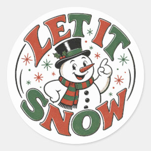 Weihnachtlicher Vintage Retro Schneemann Runder Aufkleber
