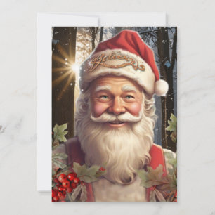 Weihnachtlicher Vintage Santa Claus in winterliche Feiertagskarte