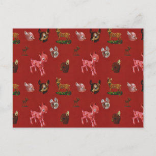 Weihnachtlicher Vintage-Wald rosa Hirsche Ankündigungspostkarte