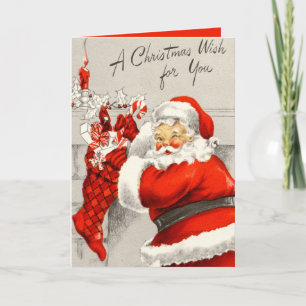 Weihnachtlicher Vintage-Weihnachtsmann fügt Nachri Feiertagskarte