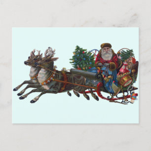 Weihnachtlicher Vintage-Weihnachtsmann mit Geschen Postkarte