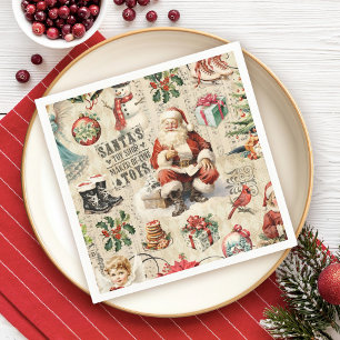 Weihnachtlicher Vintage-Weihnachtsmann Weihnachten Serviette