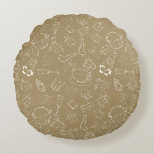 weihnachtlicher Vintage-Zuckerlebkuchenmann und We Rundes Kissen