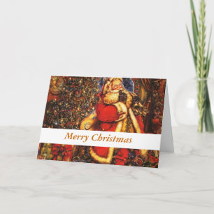 Weihnachtlicher Weihnachtsmann frohes Geschenk zur Feiertagskarte