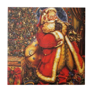 Weihnachtlicher Weihnachtsmann frohes Geschenk zur Fliese