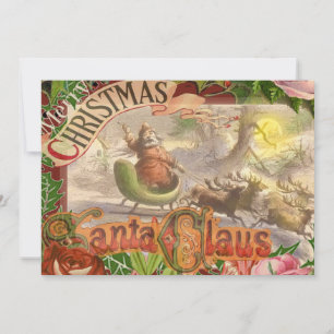 Weihnachtlicher Weihnachtsmann mit fliegendem Schl Feiertagskarte