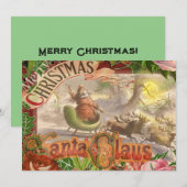 Weihnachtlicher Weihnachtsmann mit fliegendem Schl Feiertagskarte (Vorne/Hinten)